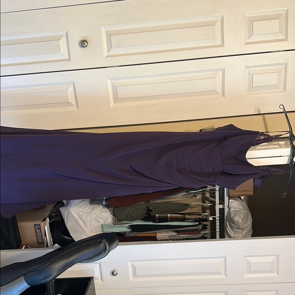 Alfred Angelo Purple Sheath Maxi Dress with Scoop Neck